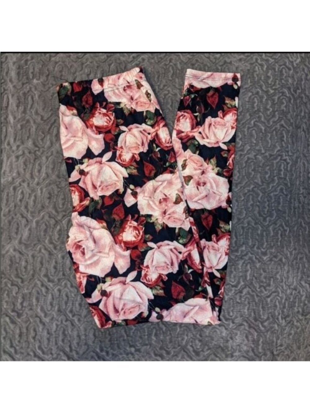 Floral on black leggings